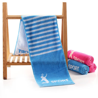 Kleurgeweven katoenen sporthanddoek 27.5*110 Grootte Logo Perfect voor badminton en tennis