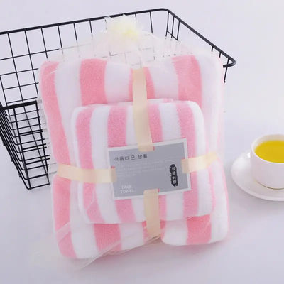 Polyester handdoek baddoek set breed gestreepte kleurrijke dikke absorberende koraalvoet handdoek