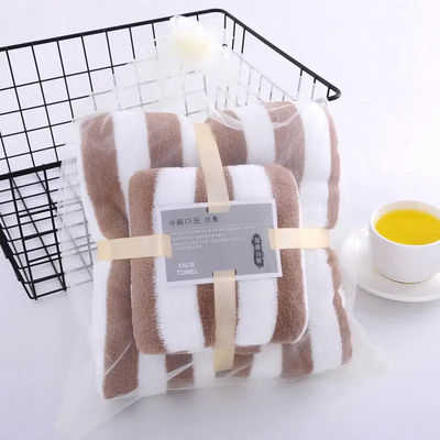 Polyester handdoek baddoek set breed gestreepte kleurrijke dikke absorberende koraalvoet handdoek