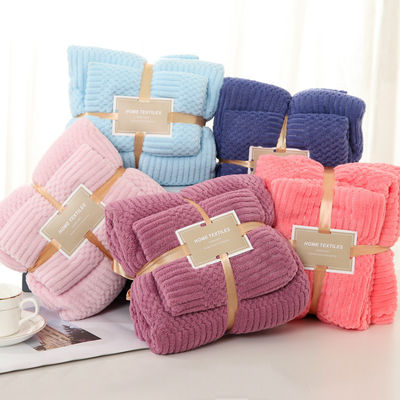 Verdikte Microfiber Coral Fleece Badhanddoek Set 2 in 1 voor Square 250GSM Gezichtshanddoek