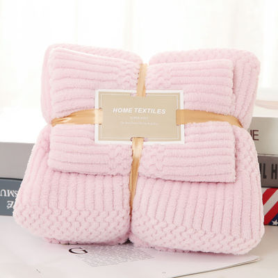 Verdikte Microfiber Coral Fleece Badhanddoek Set 2 in 1 voor Square 250GSM Gezichtshanddoek
