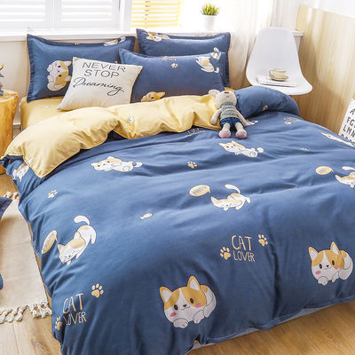 Voorraad 100% polyester stof luxe dekbed bedden set met 2pcs kussenset