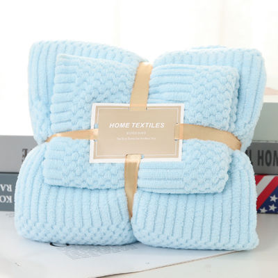 Verdikte Microfiber Coral Fleece Badhanddoek Set 2 in 1 voor Square 250GSM Gezichtshanddoek