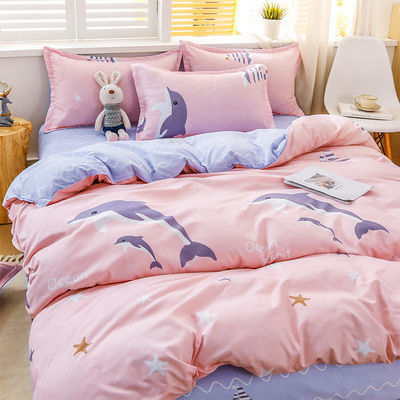 Voorraad 100% polyester stof luxe dekbed bedden set met 2pcs kussenset