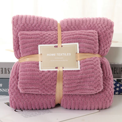 Verdikte Microfiber Coral Fleece Badhanddoek Set 2 in 1 voor Square 250GSM Gezichtshanddoek