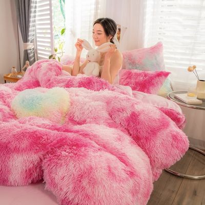 Stofdichtheid 173 * 118 Kleurrijk Vierstuk Mink Crystal Milk Rabbit Velvet Bedden Set