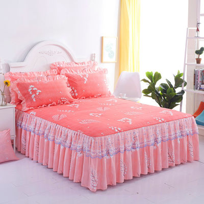Multifunktioneel dubbel kant bed met bedrok en kussenschuur 100% polyester