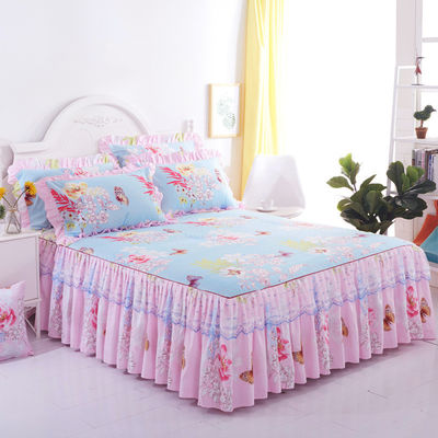 Multifunktioneel dubbel kant bed met bedrok en kussenschuur 100% polyester