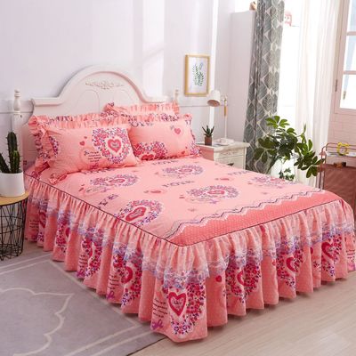 Multifunktioneel dubbel kant bed met bedrok en kussenschuur 100% polyester