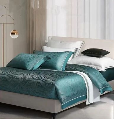 Rotary Screen Printed Luxury 19mm Silk Cotton Jacquard 4Pcs Quilt Cover Bedden Set
