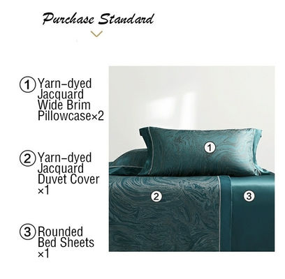 Rotary Screen Printed Luxury 19mm Silk Cotton Jacquard 4Pcs Quilt Cover Bedden Set