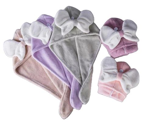 Superfijne vezels schattig boog droog haar cap voor alle leeftijden snel absorberende dames haar handdoek