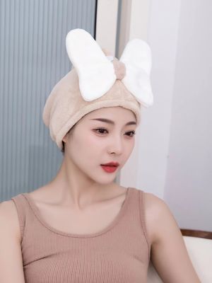 Superfijne vezels schattig boog droog haar cap voor alle leeftijden snel absorberende dames haar handdoek