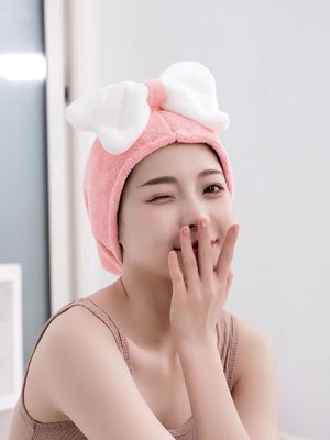 Superfijne vezels schattig boog droog haar cap voor alle leeftijden snel absorberende dames haar handdoek