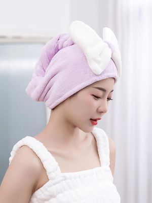 Superfijne vezels schattig boog droog haar cap voor alle leeftijden snel absorberende dames haar handdoek