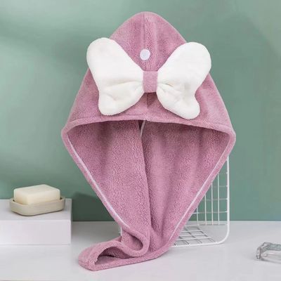 Superfijne vezels schattig boog droog haar cap voor alle leeftijden snel absorberende dames haar handdoek
