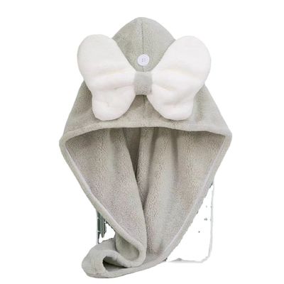 Superfijne vezels schattig boog droog haar cap voor alle leeftijden snel absorberende dames haar handdoek