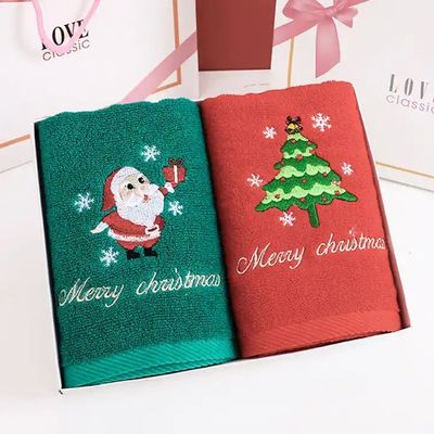 Kerstcadeau doos 100% katoenen handdoek set met gebreide ontwerp en op maat geborduurde