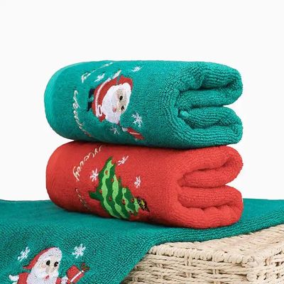 Kerstcadeau doos 100% katoenen handdoek set met gebreide ontwerp en op maat geborduurde
