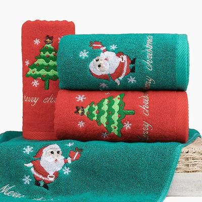 Kerstcadeau doos 100% katoenen handdoek set met gebreide ontwerp en op maat geborduurde