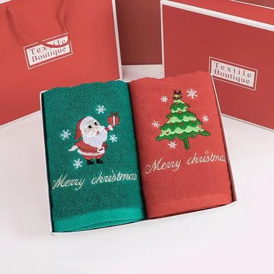 Kerstcadeau doos 100% katoenen handdoek set met gebreide ontwerp en op maat geborduurde