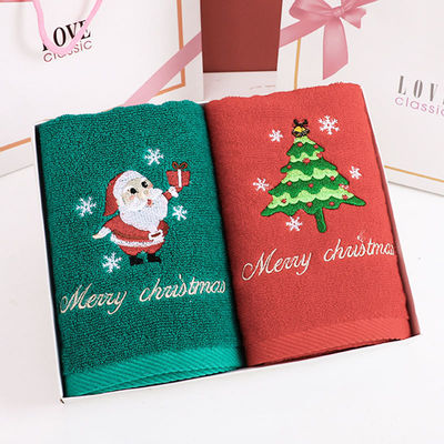 Kerstbroide handdoek set 100% katoenen baddoeken in cadeaubon voor iedereen