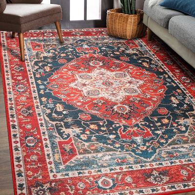 Boheemse stijl bloemenprint woonkamer tapijt met niet-vergieten functie en eenvoudige verzorging