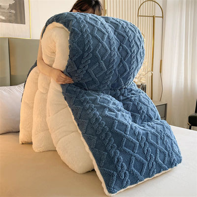 Pure Kleur Super Soft Jacquard Plaid Dikke Winter Fleece Fluweeldekbed voor King Size Bed
