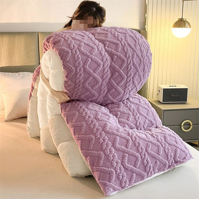 Pure Kleur Super Soft Jacquard Plaid Dikke Winter Fleece Fluweeldekbed voor King Size Bed