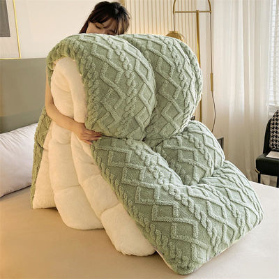 Pure Kleur Super Soft Jacquard Plaid Dikke Winter Fleece Fluweeldekbed voor King Size Bed