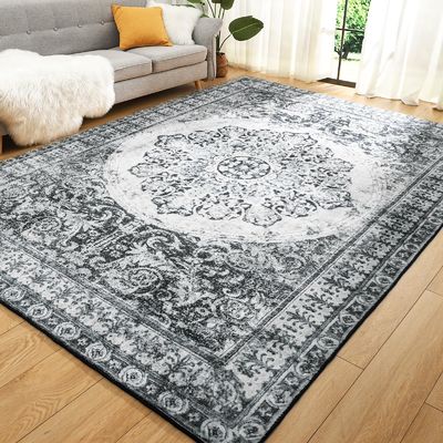 Boheemse stijl bloemenprint woonkamer tapijt met niet-vergieten functie en eenvoudige verzorging