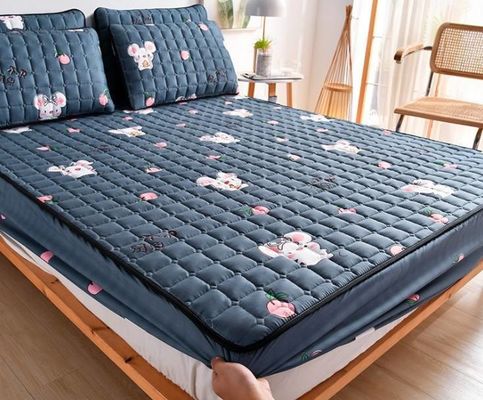 Huis Geveegde Inrichtingen Op maat gedrukte geborstelde matrasbeschermers voor bedbeschermingspad
