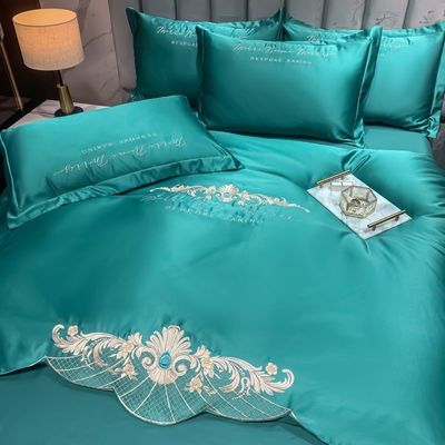 125 gram gewassen zijde borduurwerk 4 stuks beddengoed sets king size Europese stijl collecties