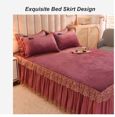 Volwassen Kind Comfort Vlies Flannel Bedrok Set Bloemen Print Dubbellaag Beddek