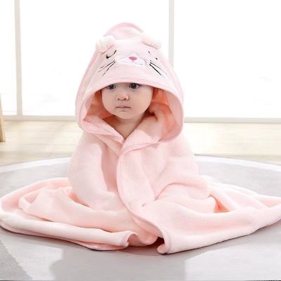 Cartoon Animals Kids Soft Microfiber Coral Fleece Hooded Bath Towel voor jongens en meisjes