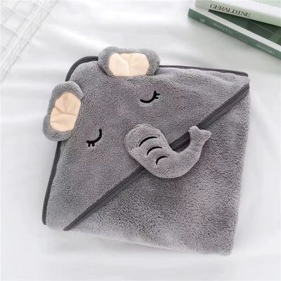 Cartoon Animals Kids Soft Microfiber Coral Fleece Hooded Bath Towel voor jongens en meisjes
