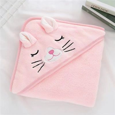 Cartoon Animals Kids Soft Microfiber Coral Fleece Hooded Bath Towel voor jongens en meisjes