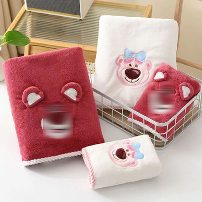 Plüssige Coral Velvet Gezicht Handdoek Set schattig cartoon ontwerp Perfect voor kinderen'badtijd