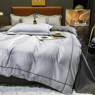 Aangepaste vaste kleur wasdoek zijde dekbed full size dekbed dekbed beddengoed set met 1