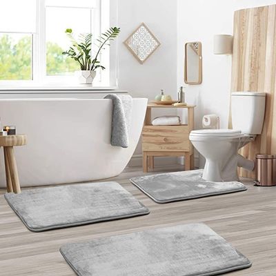 Comfortabel en duurzaam rechthoekig Memory Foam Badmat Rug 3pcs Badkamer vloermatten