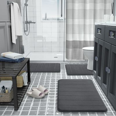 Comfortabel en duurzaam rechthoekig Memory Foam Badmat Rug 3pcs Badkamer vloermatten