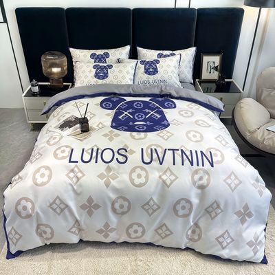 50 Stoffen geteld Gepoetste katoen 4-in-1 beddengoed Set Wit King Size Dekbed Beddek