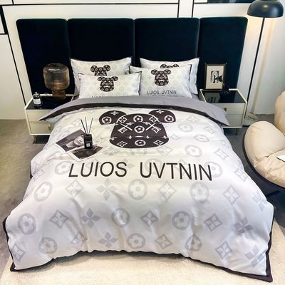 50 Stoffen geteld Gepoetste katoen 4-in-1 beddengoed Set Wit King Size Dekbed Beddek