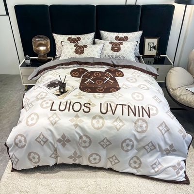 50 Stoffen geteld Gepoetste katoen 4-in-1 beddengoed Set Wit King Size Dekbed Beddek