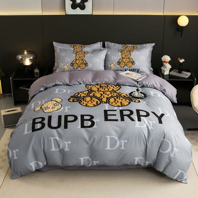 50 Stoffen geteld Gepoetste katoen 4-in-1 beddengoed Set Wit King Size Dekbed Beddek