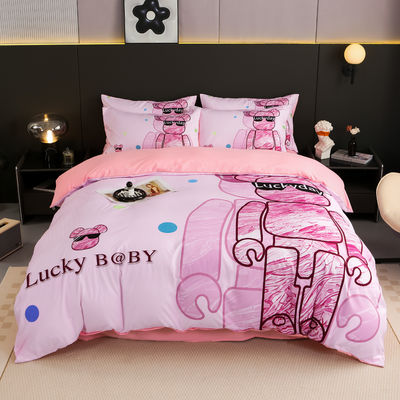 50 Stoffen geteld Gepoetste katoen 4-in-1 beddengoed Set Wit King Size Dekbed Beddek