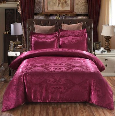 Europese stijl borduurwerk Satin beddengoed Set 3 stukken dekbed beddek beddoek kussenhoes