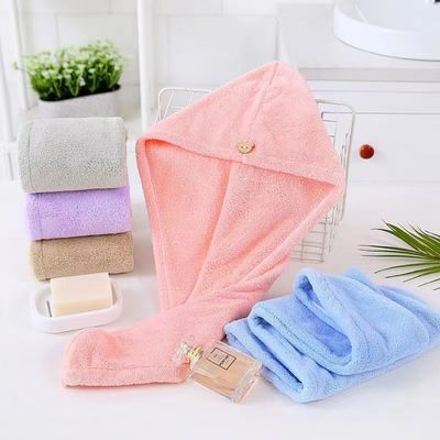 Alle leeftijden Bad Koralen Vlies Droog haar hoed met polyestervezel absorberende handdoek