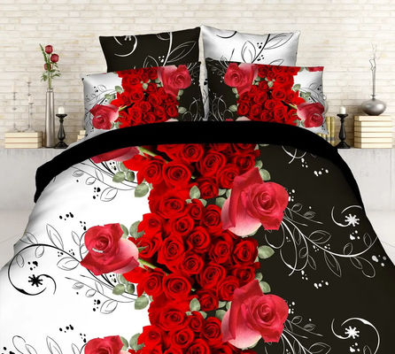 Huis Aanpassing Kleur Microfiber Quilt Cover Bed Sheet Bedden Set met Digitale Print