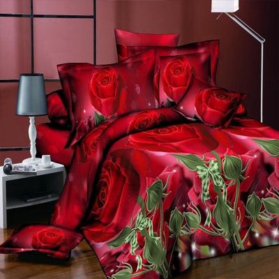 Huis Aanpassing Kleur Microfiber Quilt Cover Bed Sheet Bedden Set met Digitale Print